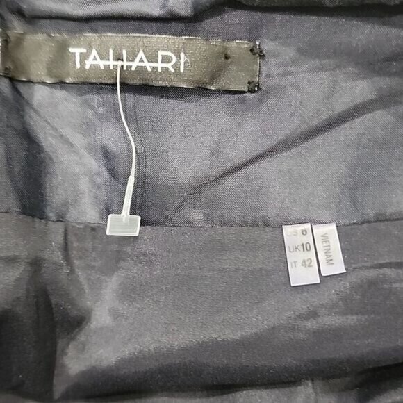 Tahari Skirt Mini Pencil Navy Blue Lined Back Slits Lightweight Women's 6 - Picture 3 of 6